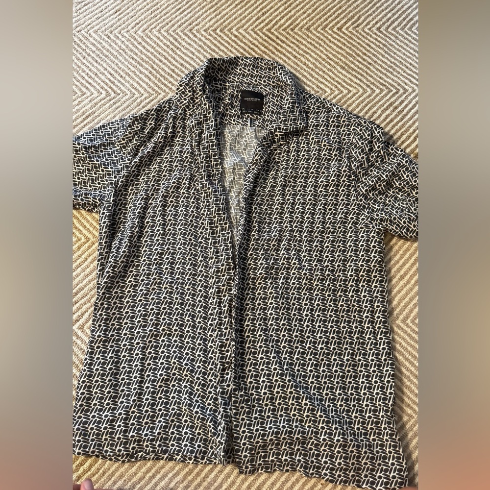 Denim & Flower Black and White Geometric Shirt Jacket